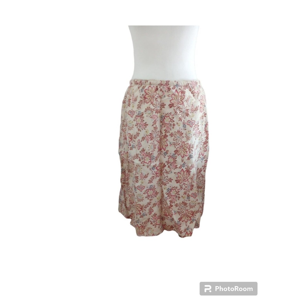 J. Jill 100% Linen Cream Skirt Damask Floral Pattern Women’s Size Medium Petite